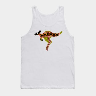 Aboriginal Art - Kangaroo Yellow Oxide Dots Tank Top